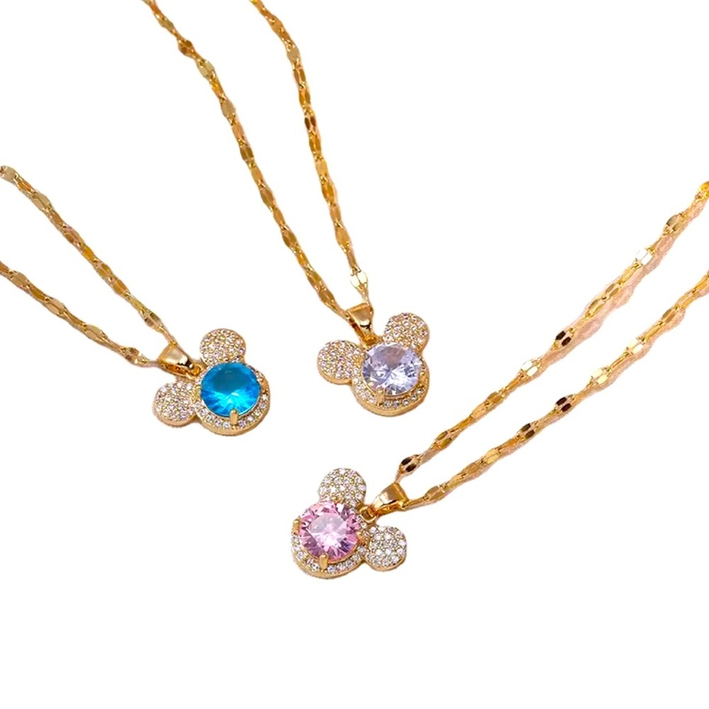 Stainless Gold Minnie Chain Link Fashion Jewelry Necklace